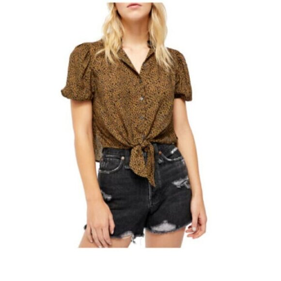 Free People Women's Celia OB1120509 Short Sleeve Shirt Multicolor S - Picture 1 of 4